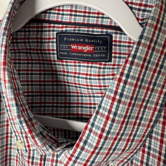 Wrangler Red and Blue Casual Button Down Shirt 2XL - Picture 2 of 11